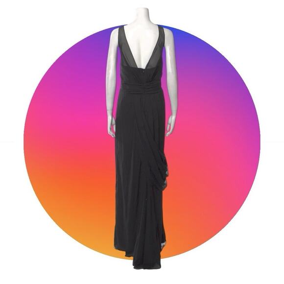 White by Vera Wang Black Evening Gown Dress Womens Sz 14 XL Sleeveless Chiffon - Picture 6 of 16